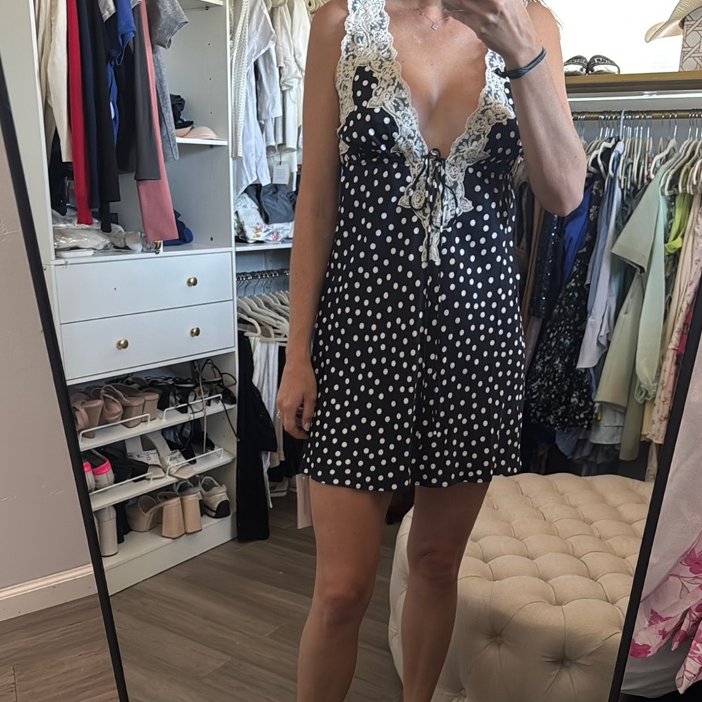 Polka Dot Lace Trim Dress